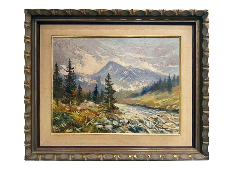 Unsigned  Mountain River Scene, Undated  Oil