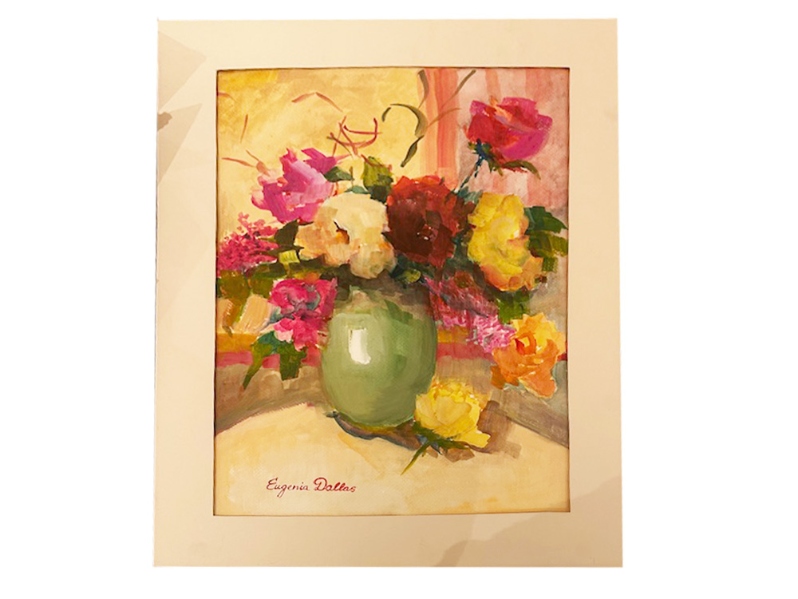 Eugenia Dallas  Roses in Vase, Undated  Acrylic